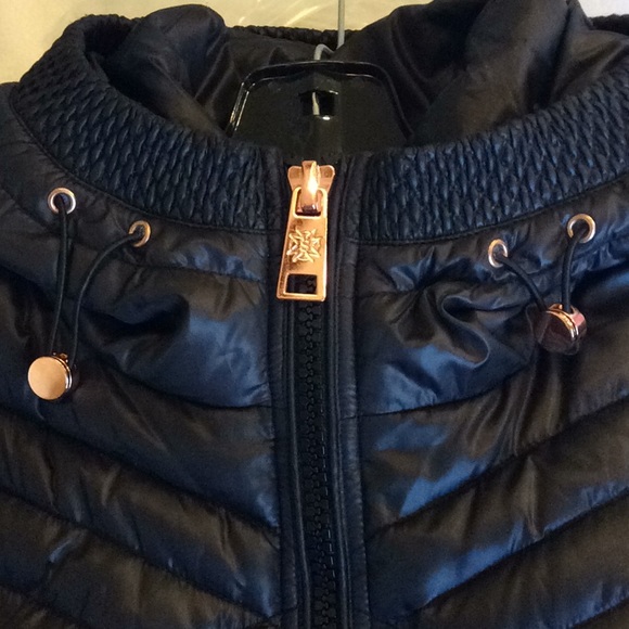 FINAL SALE PRICE Nicole Miller Detailed Blk Hooded Puffer Coat 2XL - Picture 5 of 8